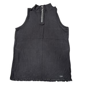 Justice Girls Tank Top Shirt Sleeveless High Collar Quarter Zip Ribbed 14 16